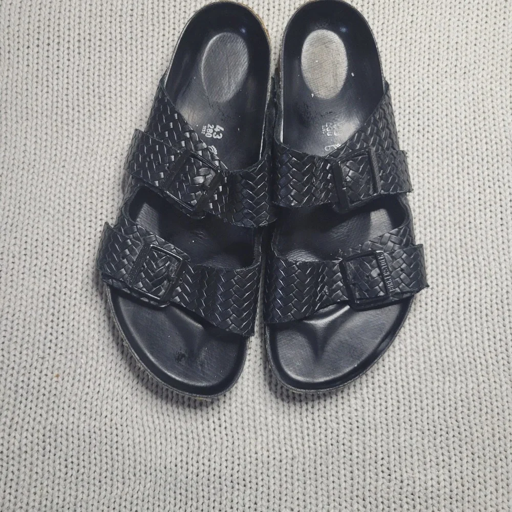 Birkenstock Arizona Woven Leather Black Sandals Mens 43 L10 280 Regular Fit